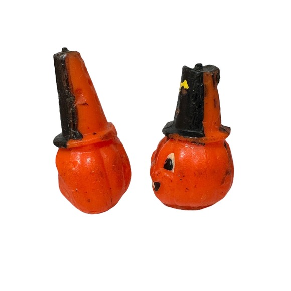 Vintage Gurley Pumpkin Head Witch Candles Pair – Halloween Decor - Picture 4 of 5